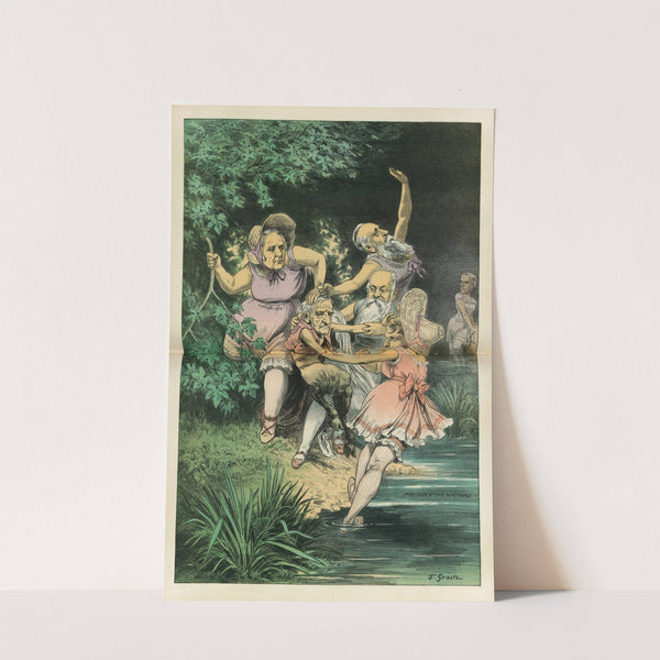 Persuasive nymphs trying to lure the coy faun into the presidential waters by Friedrich Graetz