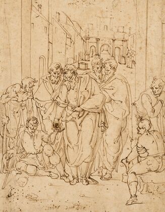 Peter and John healing a cripple at the Gate of the Temple