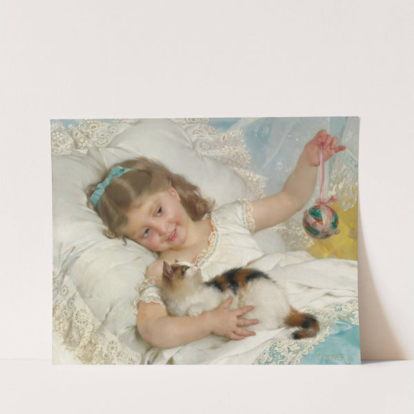 Petite fille & chat (1882) by Émile Munier