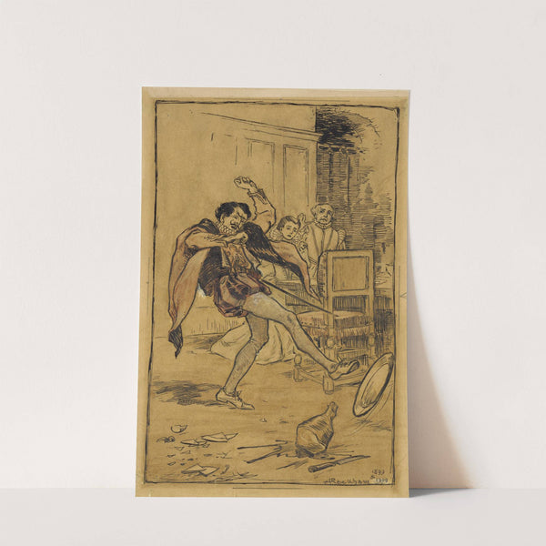 Petruchio throws the meat about the floor (1899-1909) by Arthur Rackham