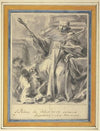 Petrus von Chateauneuf mit Kreuz und Märtyrerpalme und zwei das Ketzertum versinnbildlichende Figuren