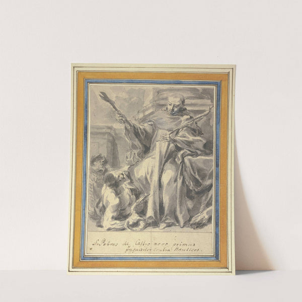 Petrus von Chateauneuf mit Kreuz und Märtyrerpalme und zwei das Ketzertum versinnbildlichende Figuren by Jan Kryštof Liška