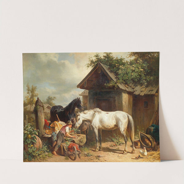 Pferde am Bauernhof by Adolf van der Venne