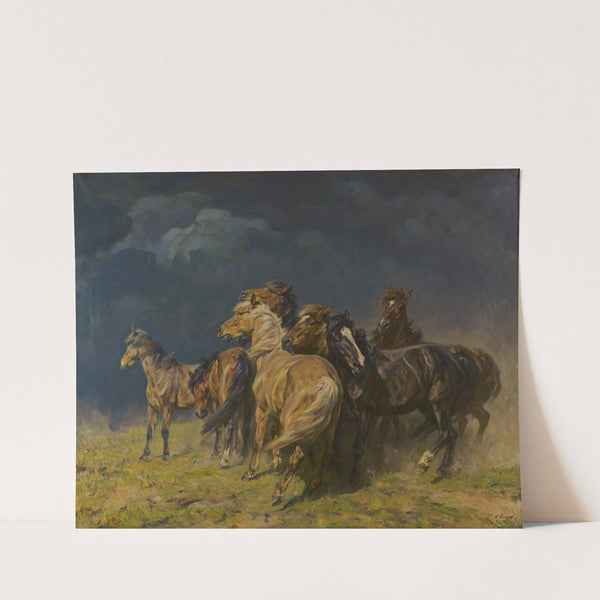 Pferde im Sturmwind by Alfred Roloff