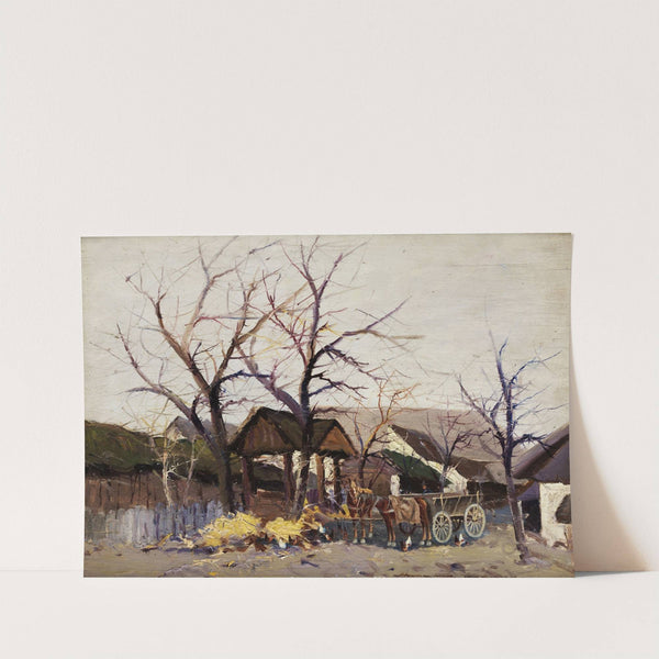 Pferdekarren in einem Bauernhof by Wilhelm Sprenger