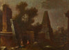 Phantastische Ruinenlandschaft mit Obelisk