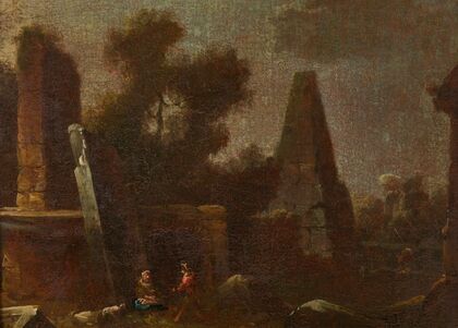 Phantastische Ruinenlandschaft mit Obelisk