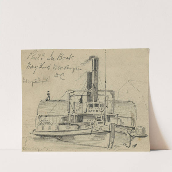 Phila. Ice Boat. Navy Yard. Washington DC (1861) by Alfred Rudolph Waud