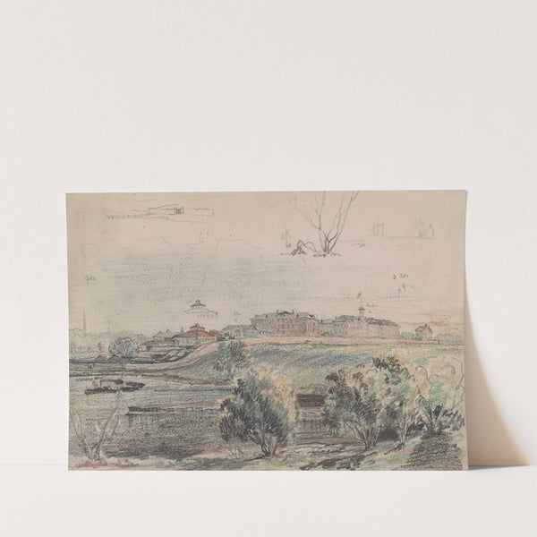 Philadelphia or possibly Camden, probably from the banks of the Delaware, given the steam ferry boat at left (1843-1860) by James Fuller Queen