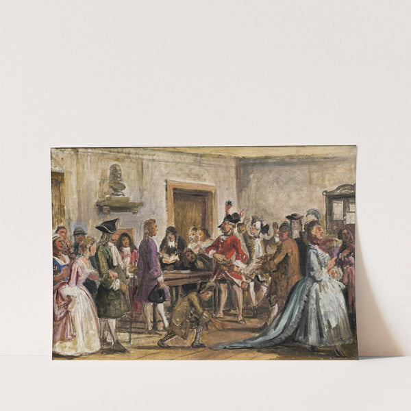 Philemon and his prosecutors. Scene from Det lykkelige skibbrud by Holberg, Act 5, Scene 9 (sketch for painting with the same subject, 1859) by Wilhelm Marstrand