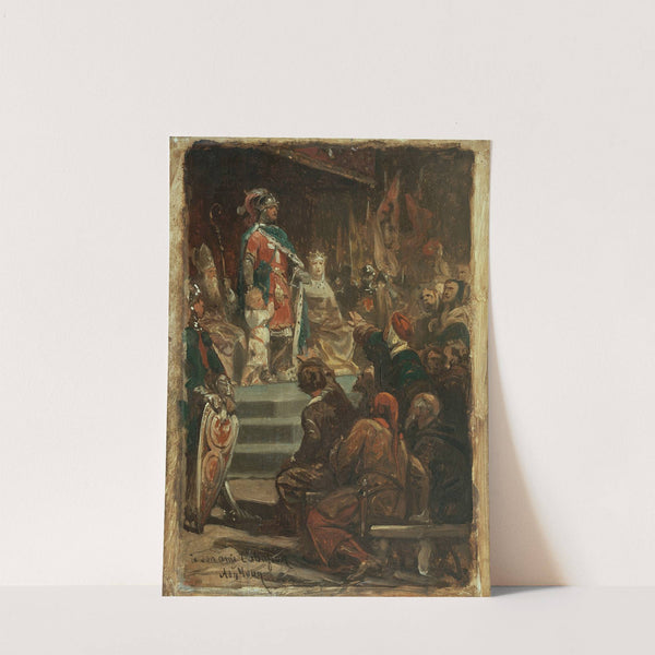 Philippe Auguste avant de partir pour la Terre Sainte, confiant la tutelle de son fils et son trésor aux bourgeois de Paris (1862) by Adolphe Yvon