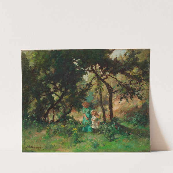 Picking flowers in the The Hague Forest by Johannes Evert Hendrik Akkeringa