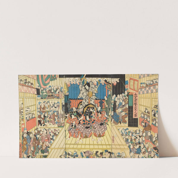 Picture of a Crowded Theater Hosting Performance of Sugawara Denju Tenarai Kagami (1859) by Utagawa Kunisada (Toyokuni III)
