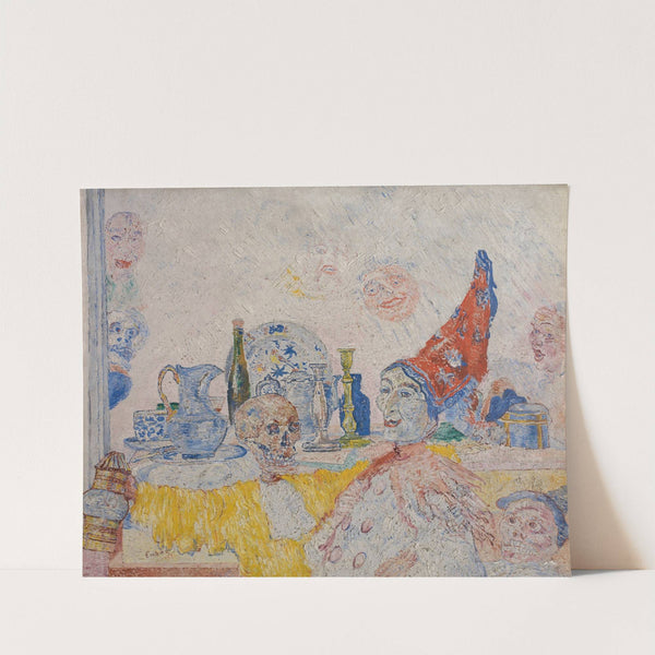 Pierrot and Skeleton in a Yellow Robe by James Ensor