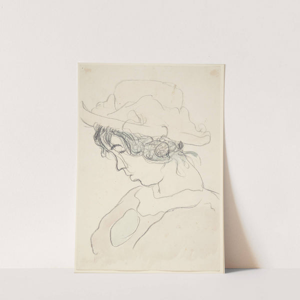 Pige med lyserød hat, kunstnerens søster Anna by Harald Giersing