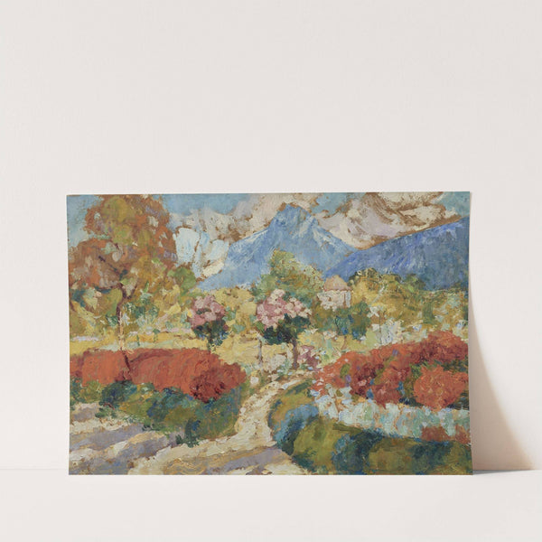 Pigeonnier dans un massif de fleurs by Victor Charreton