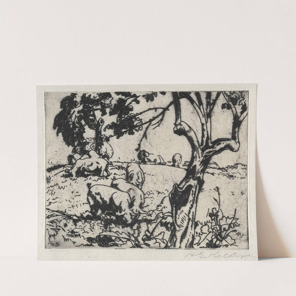 Pigs in Orchard by Henry Keller