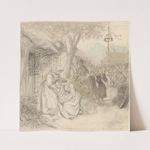 Pike som trøstes av kone på sommerfest by Adolph Tidemand