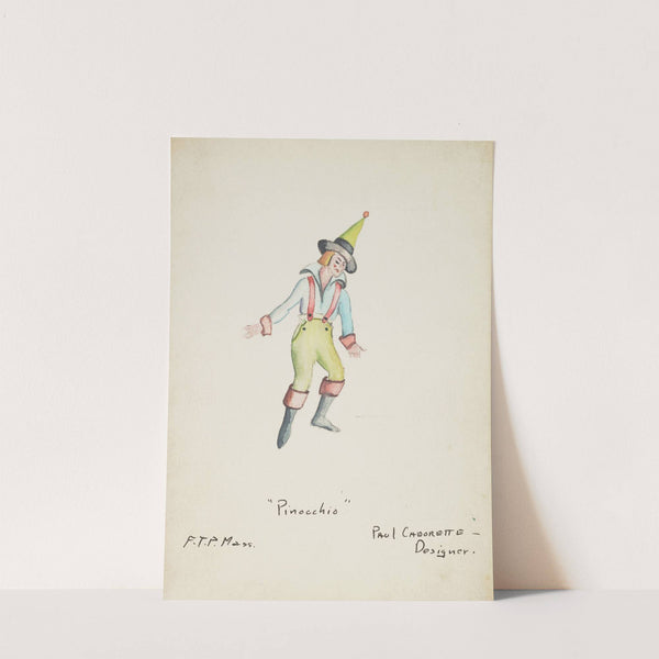 Pinocchio: Blue shirt, green trousers, red suspenders, green conical hat (1934-1943) by Paul Cadorette