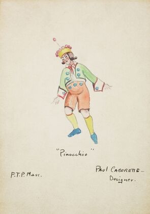 Pinocchio: Green coat, white shirt, peach pants, yellow stockings, and yellow hat (1934-1943)