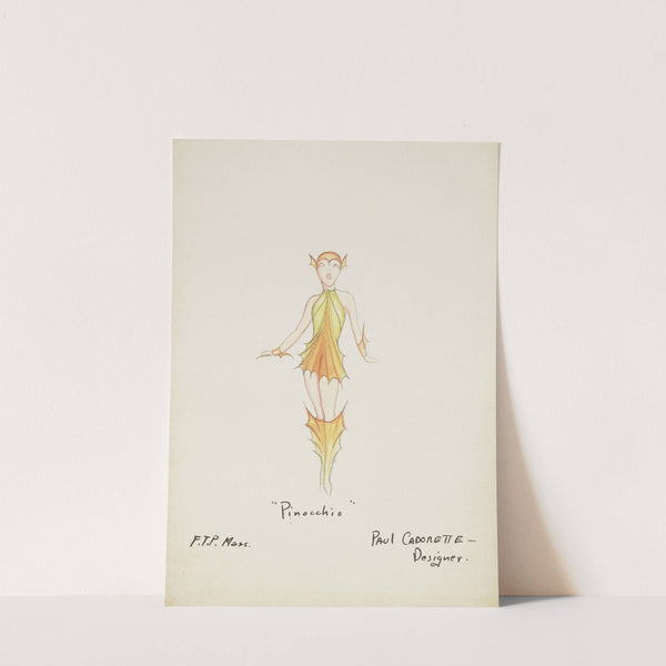 Pinocchio: Orange cap, orange and yellow fin dress (1934-1943) by Paul Cadorette