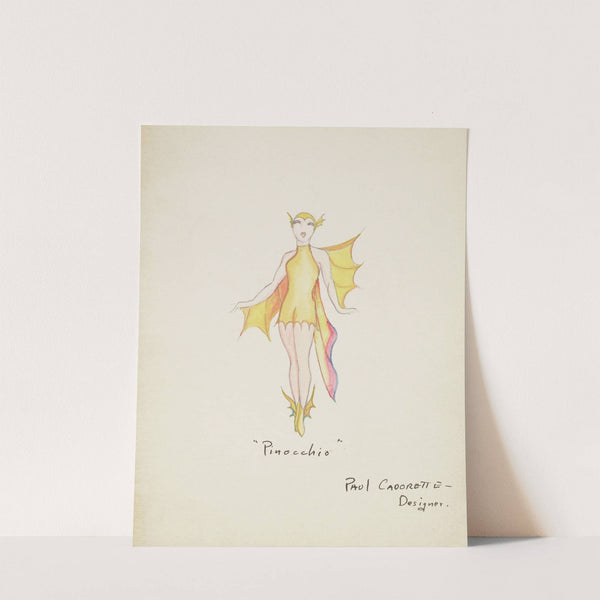 Pinocchio: Short yellow dress with ‘soft flowing silk fins on arms and iridescent silk tail’ (1934-1943) by Paul Cadorette