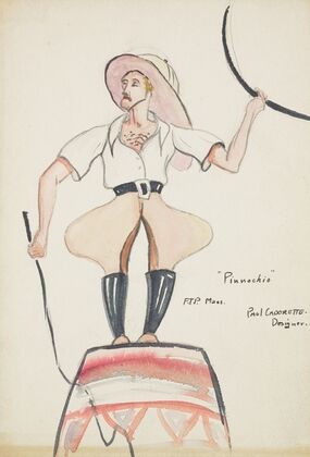 Pinocchio: White shirt, tan trousers, whip, and tan hat (1934-1943)