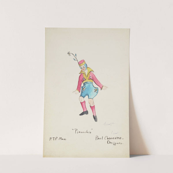 Pinocchio: Yellow shirt, pink coat, blue shorts, pink socks, pink and gold hat (1934-1943) by Paul Cadorette