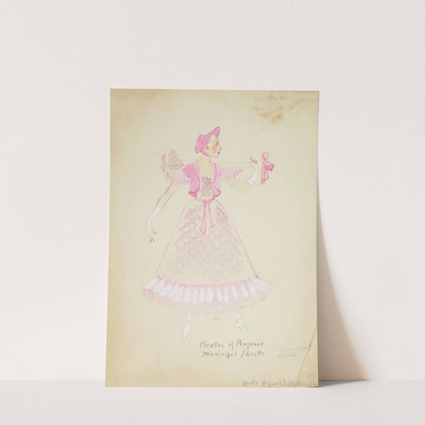 Pirates of Penzance: Daughter #5. Plaid purple gown with pink ruffles and pink jacket (1934-1943) by Alex Jones