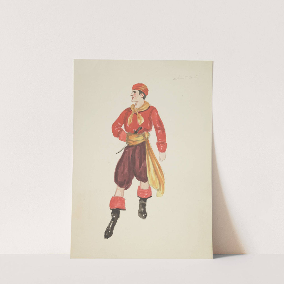 Pirates of Penzance: Red shirt, purple breeches, yellow sash, yellow scarf, red cap, and dagger (1934-1943) by John Glidden