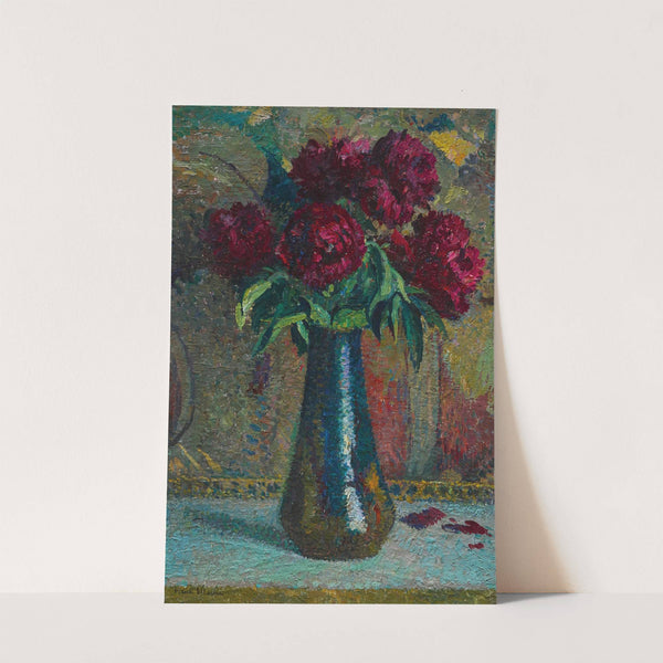Pivoines rouges dans un vase Dalpayrat by Henri Martin