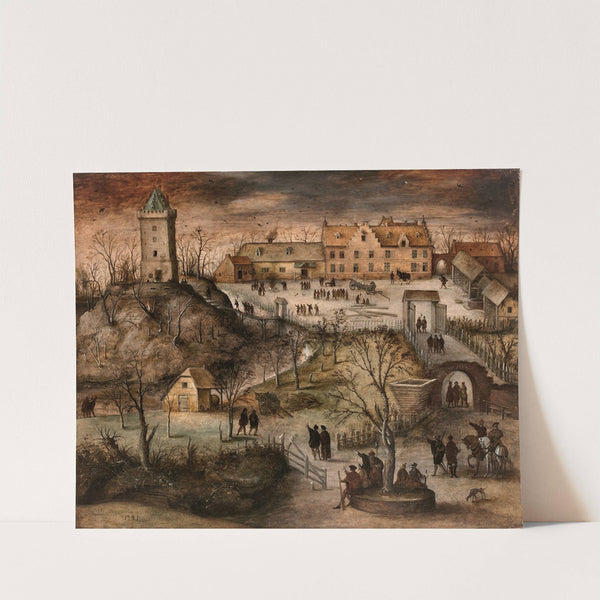 Place forte dans un paysage d'hiver by Lucas Gassel