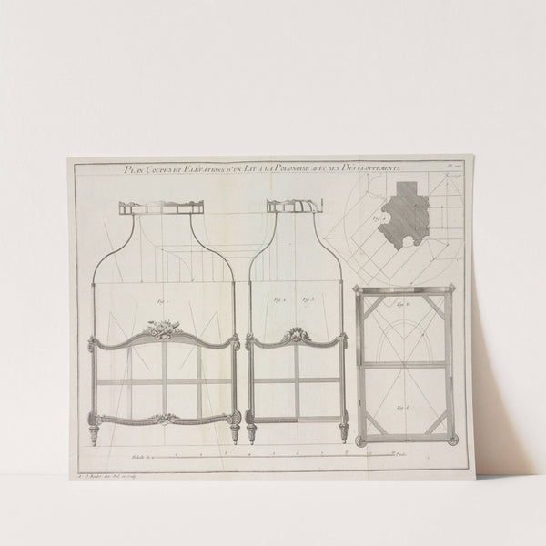 Plan coupes et elévations d'un lit a la polonoise avec ses développements. by André Jacob Roubo