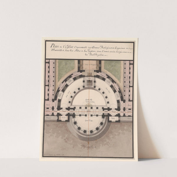 Plan de l’église conventuelle des Dames Religieuses Capucines de Marseilles, dites les Filles de la Passion … – (1788) by Jean Jacques Lequeu
