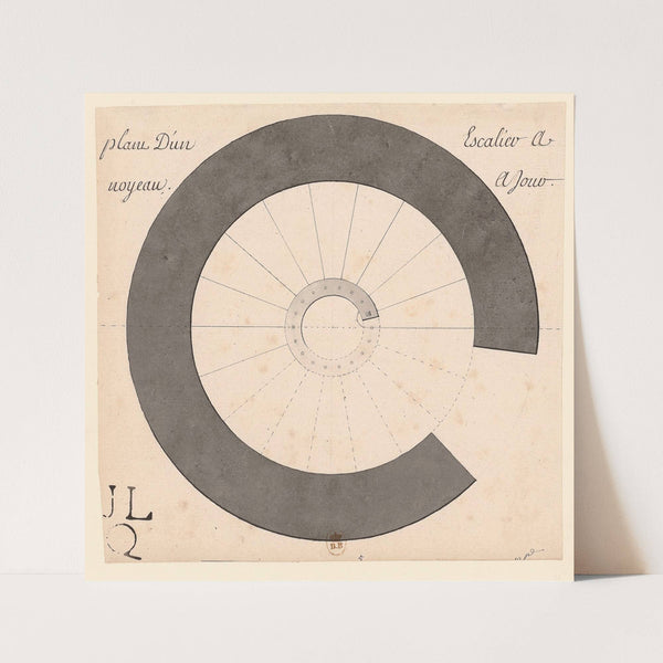 Plan d’un escalier a noyeau ajour (1750-1825) by Jean Jacques Lequeu