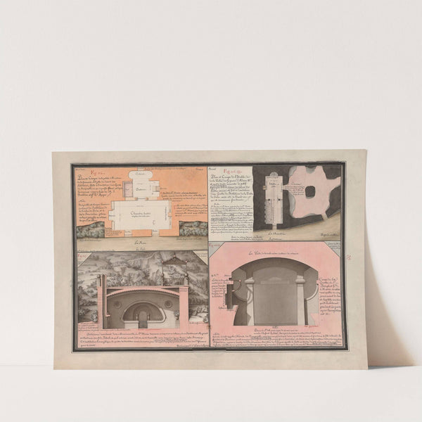 Plan et coupe de la petite maison de la fameuse sybille du désert des solitaires, faits à l’imitation d’une grotte de Nazareth (1777-1825) by Jean Jacques Lequeu