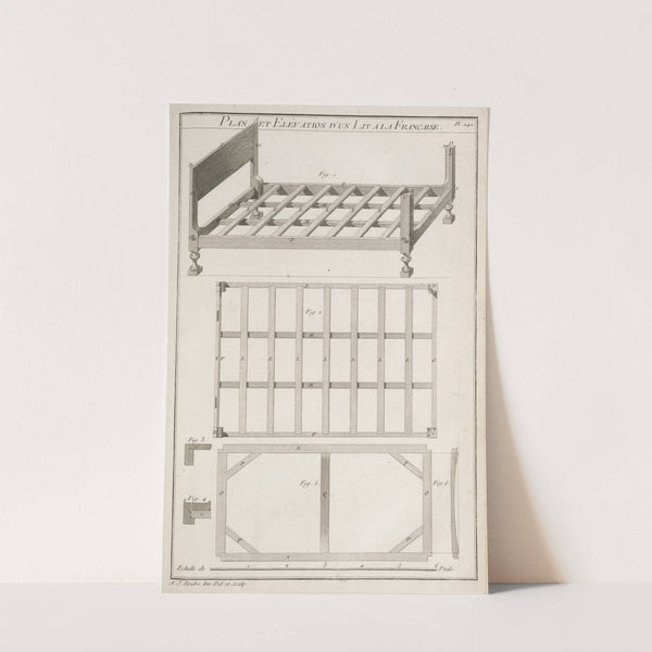 Plan et elévation d'un lit a la francaise. by André Jacob Roubo