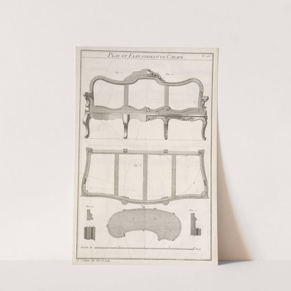 Plan et elévations d'un canapé. by André Jacob Roubo