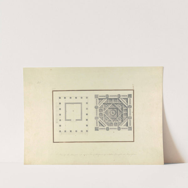 Plan of a Temple at Mylasa and Detail of a Coffered Ceiling from a Tomb by Giovanni Battista Borra