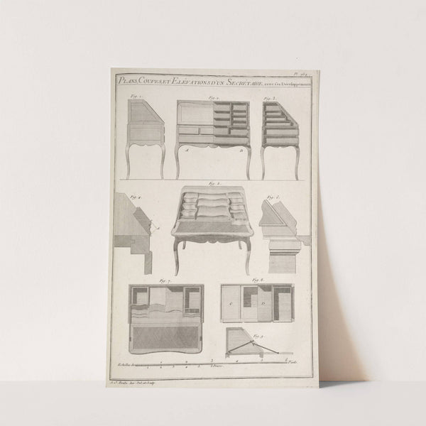 Plans, coupes, et elévations d'un secrétaire, avec ses développements. by André Jacob Roubo