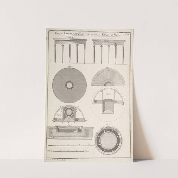 Plans coupes et elévations d'une table de Brelan. by André Jacob Roubo