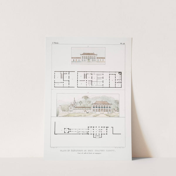 Plans et élévation de deux grandes maisons by Jean Baptiste Debret