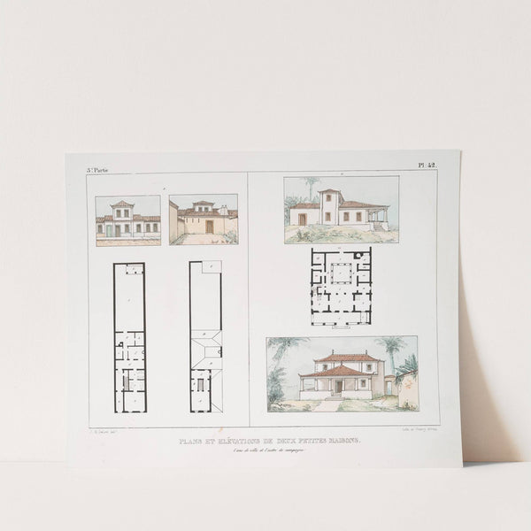 Plans et élévation de deux petites maisons by Jean Baptiste Debret