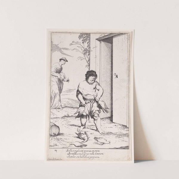 Plate 10; Bertoldino fastening geese to his belt (1705–1715) by Giuseppe Maria Crespi