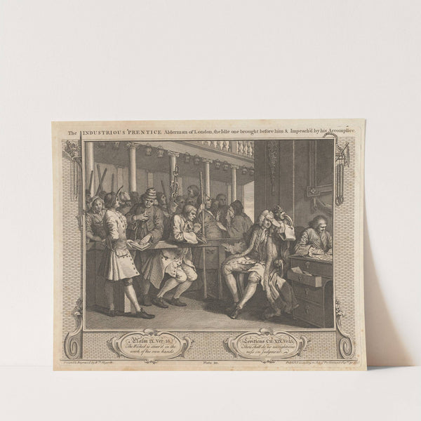 Plate 10, The Industrious 'Prentice Alderman of London, The Idle One Brought Before him & Impeach'd by his Accomplice by William Hogarth