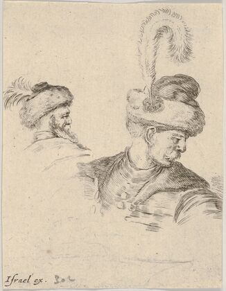 Plate 11; a Polish bust in profile, turned to the right, another Polish head seen from behind in the background (1649)