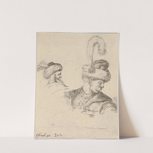 Plate 11; a Polish bust in profile, turned to the right, another Polish head seen from behind in the background (1649) by Stefano Della Bella