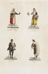 Plate 15; four street vendors from Madrid selling flowers, socks, and skins (1809–1817)