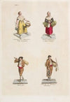 Plate 17; four street vendors from Madrid selling parsley, mats etc (1809–1817)