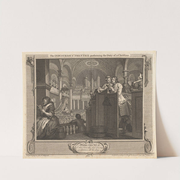 Plate 2, The Industrious 'Prentice Performing the Duty of a Christian by William Hogarth